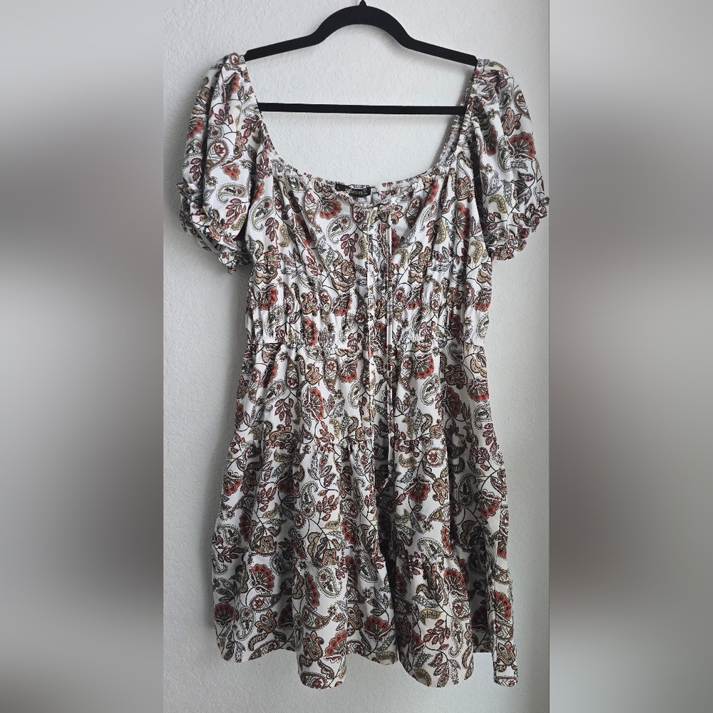 Floral Paisley Off-Shoulder Dress